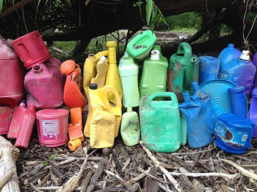 Colorful castoff plastic containers, Falls of the Ohio, June 2015